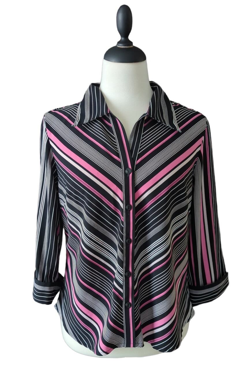 CATO Button Up 3/4 Sleeve Blouse Size M